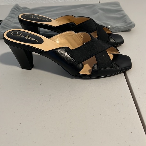 Cole Haan Air Lyric Slide Black Slip On 3” Block Heel Sandals 9.5 - Picture 4 of 9